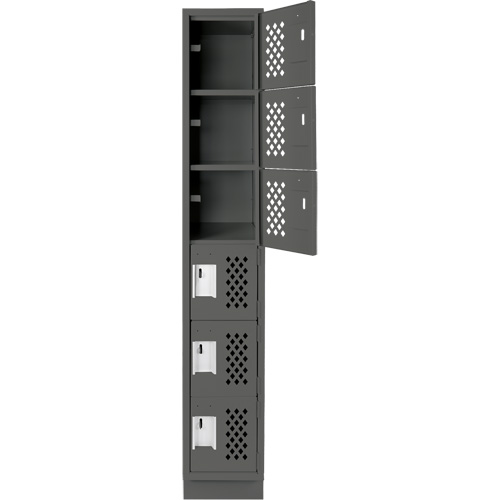 Assembled Lockerettes Clean Line Perforated Economy Lockers, 6 -tier, 18" x 72" x 12", Steel Trail Hammer and Bolt