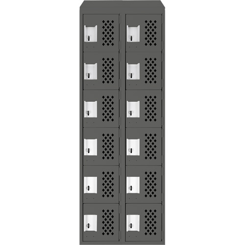 Clean-Line Perforated Lockerette, 6 -tier, Bank of 2, 12" x 72" x 12", Steel Trail Hammer and Bolt