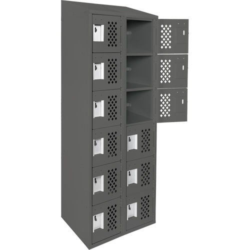 Clean-Line Perforated Lockerette, 6 -tier, Bank of 2, 12" x 72" x 12", Steel Trail Hammer and Bolt