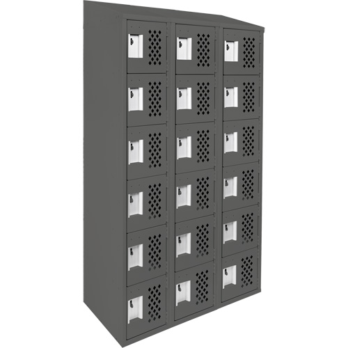 Clean-Line Perforated Lockerette, 6 -tier, Bank of 3, 12" x 72" x 12", Steel Trail Hammer and Bolt