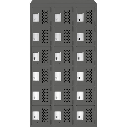 Clean-Line Perforated Lockerette, 6 -tier, Bank of 3, 12" x 72" x 12", Steel Trail Hammer and Bolt