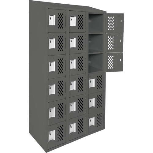 Clean-Line Perforated Lockerette, 6 -tier, Bank of 3, 12" x 72" x 12", Steel Trail Hammer and Bolt