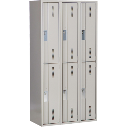 Concorde Heavy-Duty Lockers, 2 -tier, Bank of 3, 36" x 18" x 72", Steel, Grey, Welded (Assembled) Trail Hammer and Bolt