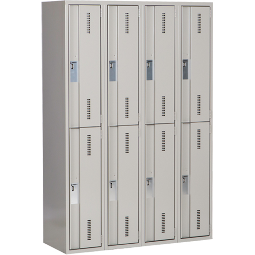 Concorde Heavy-Duty Lockers, 2 -tier, Bank of 4, 48" x 18" x 72", Steel, Grey, Welded (Assembled) Trail Hammer and Bolt