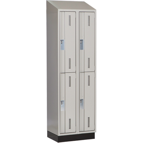 Concorde Heavy-Duty Lockers, 2 -tier, Bank of 2, 24" x 18" x 82", Steel, Grey, Welded (Assembled) Trail Hammer and Bolt