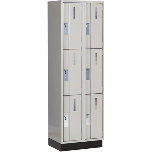 Concorde Heavy-Duty Lockers, 3 -tier, Bank of 2, 24" x 18" x 76", Steel, Grey, Welded (Assembled) Trail Hammer and Bolt