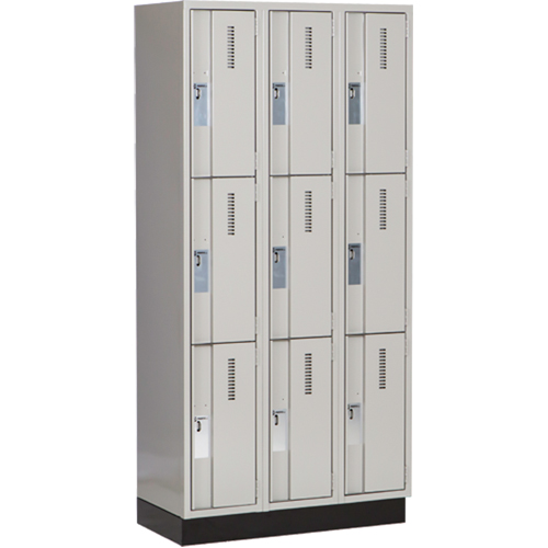 Concorde Heavy-Duty Lockers, 3 -tier, Bank of 3, 36" x 18" x 76", Steel, Grey, Welded (Assembled) Trail Hammer and Bolt