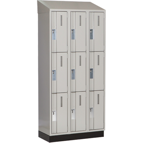 Concorde Heavy-Duty Lockers, 3 -tier, Bank of 3, 36" x 18" x 82", Steel, Grey, Welded (Assembled) Trail Hammer and Bolt