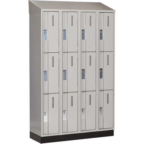 Concorde Heavy-Duty Lockers, 3 -tier, Bank of 4, 48" x 18" x 82", Steel, Grey, Welded (Assembled) Trail Hammer and Bolt