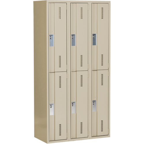 Concorde Heavy-Duty Lockers, 2 -tier, Bank of 3, 36" x 18" x 72", Steel, Beige, Welded (Assembled) Trail Hammer and Bolt