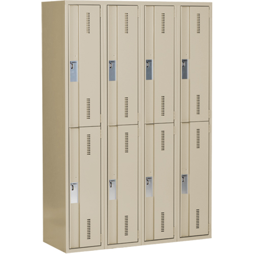 Concorde Heavy-Duty Lockers, 2 -tier, Bank of 4, 48" x 18" x 72", Steel, Beige, Welded (Assembled) Trail Hammer and Bolt