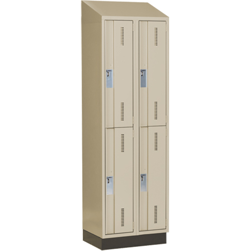 Concorde Heavy-Duty Lockers, 2 -tier, Bank of 2, 24" x 18" x 82", Steel, Beige, Welded (Assembled) Trail Hammer and Bolt