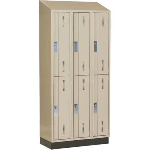 Concorde Heavy-Duty Lockers, 2 -tier, Bank of 3, 36" x 18" x 82", Steel, Beige, Welded (Assembled) Trail Hammer and Bolt