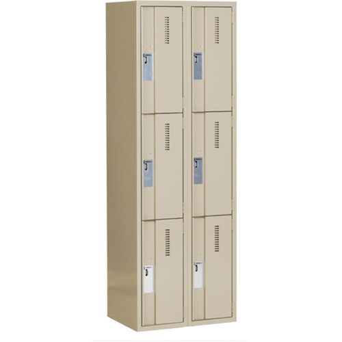 Concorde Heavy-Duty Lockers, 3 -tier, Bank of 2, 24" x 18" x 72", Steel, Beige, Welded (Assembled) Trail Hammer and Bolt