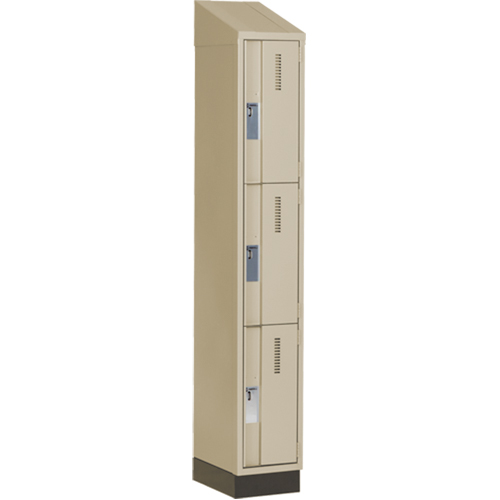 Concorde Heavy-Duty Lockers, 3 -tier, 12" x 18" x 82", Steel, Beige, Welded (Assembled) Trail Hammer and Bolt