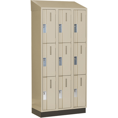 Concorde Heavy-Duty Lockers, 3 -tier, Bank of 3, 36" x 18" x 82", Steel, Beige, Welded (Assembled) Trail Hammer and Bolt
