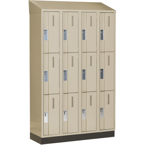 Concorde Heavy-Duty Lockers, 3 -tier, Bank of 4, 48" x 18" x 82", Steel, Beige, Welded (Assembled) Trail Hammer and Bolt