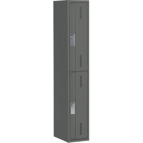 Concorde Heavy-Duty Lockers, 2 -tier, 12" x 18" x 72", Steel, Charcoal, Welded (Assembled) Trail Hammer and Bolt