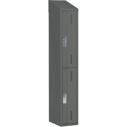 Concorde Heavy-Duty Lockers, 2 -tier, 12" x 18" x 78", Steel, Charcoal, Welded (Assembled) Trail Hammer and Bolt