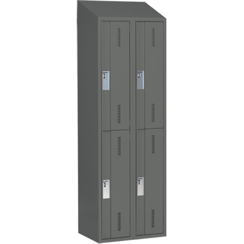 Concorde Heavy-Duty Lockers, 2 -tier, Bank of 2, 24" x 18" x 78", Steel, Charcoal, Welded (Assembled) Trail Hammer and Bolt