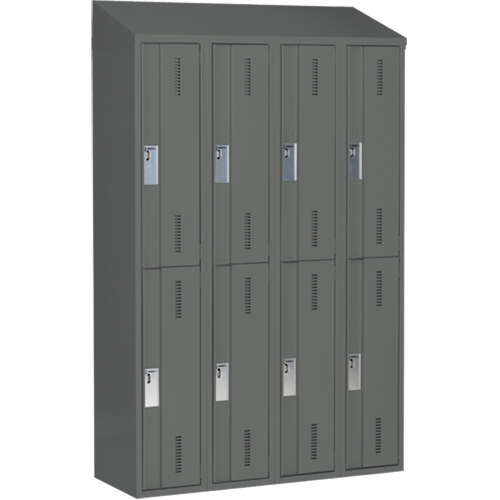 Concorde Heavy-Duty Lockers, 2 -tier, Bank of 4, 48" x 18" x 78", Steel, Charcoal, Welded (Assembled) Trail Hammer and Bolt