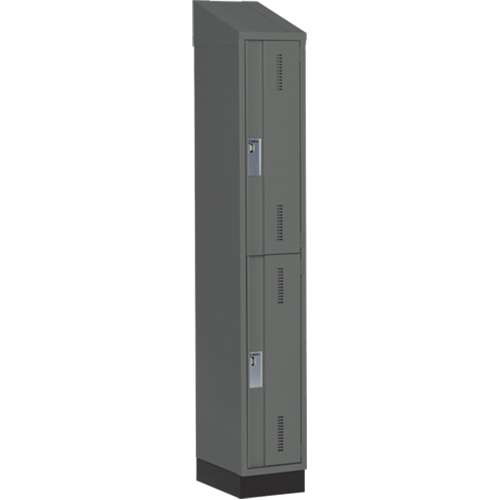 Concorde Heavy-Duty Lockers, 2 -tier, 12" x 18" x 82", Steel, Charcoal, Welded (Assembled) Trail Hammer and Bolt