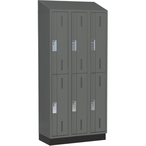 Concorde Heavy-Duty Lockers, 2 -tier, Bank of 3, 36" x 18" x 82", Steel, Charcoal, Welded (Assembled) Trail Hammer and Bolt
