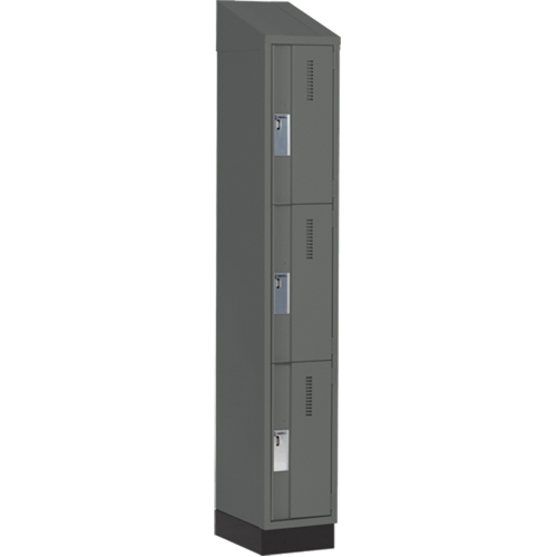 Concorde Heavy-Duty Lockers, 3 -tier, 12" x 18" x 82", Steel, Charcoal, Welded (Assembled) Trail Hammer and Bolt