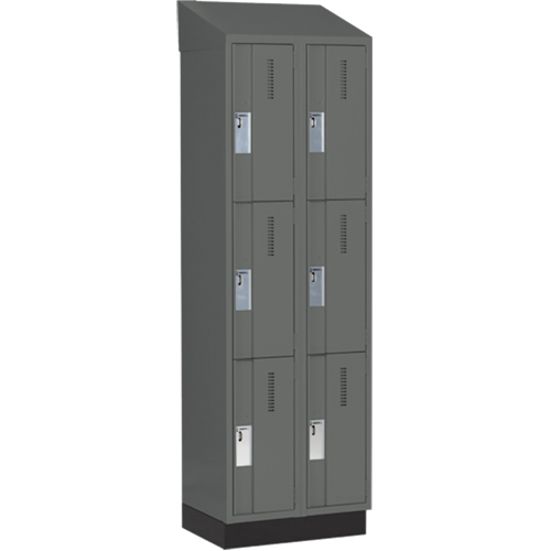 Concorde Heavy-Duty Lockers, 3 -tier, Bank of 2, 24" x 18" x 82", Steel, Charcoal, Welded (Assembled) Trail Hammer and Bolt