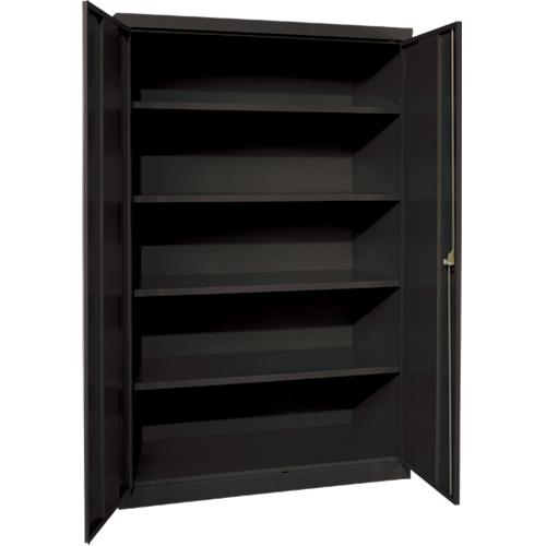 Deep Hi-Boy Storage Cabinet, Steel, 4 Shelves, 72" H x 36" W x 24" D, Black Trail Hammer and Bolt