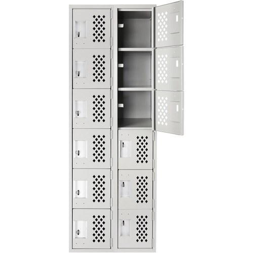 Clean-Line Perforated Lockerette, 6 -tier, Bank of 2, 12" x 72" x 12", Steel Trail Hammer and Bolt