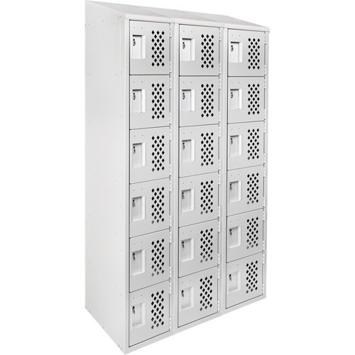 Clean-Line Perforated Lockerette, 6 -tier, Bank of 3, 12" x 72" x 12", Steel Trail Hammer and Bolt