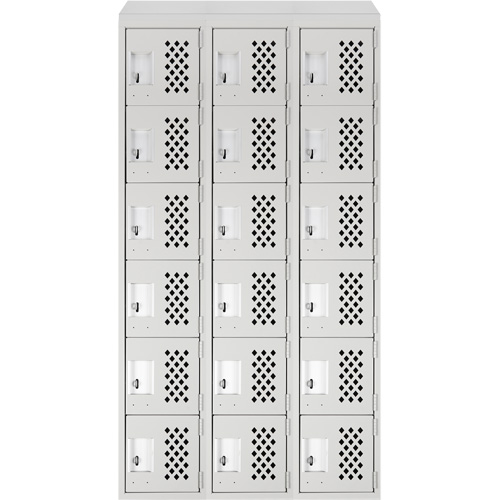 Clean-Line Perforated Lockerette, 6 -tier, Bank of 3, 12" x 72" x 12", Steel Trail Hammer and Bolt