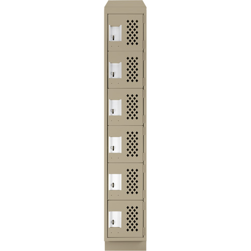 Assembled Lockerettes Clean Line Perforated Economy Lockers, 6 -tier, 18" x 72" x 12", Steel Trail Hammer and Bolt