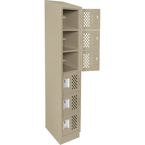 Assembled Lockerettes Clean Line Perforated Economy Lockers, 6 -tier, 18" x 72" x 12", Steel Trail Hammer and Bolt