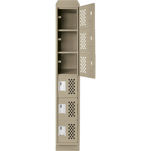 Assembled Lockerettes Clean Line Perforated Economy Lockers, 6 -tier, 18" x 72" x 12", Steel Trail Hammer and Bolt
