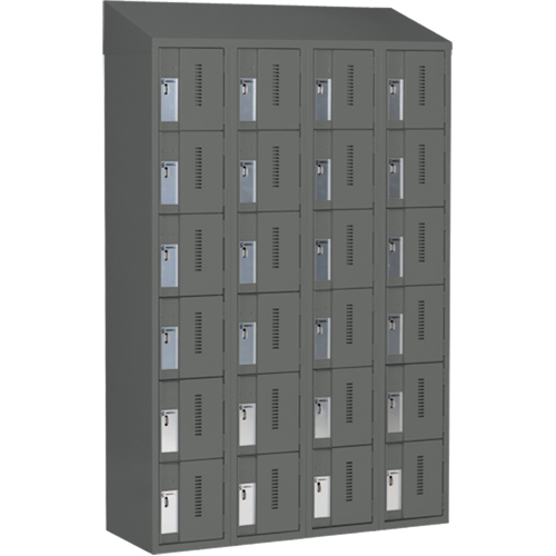 Concorde Heavy-Duty Lockers, 6 -tier, Bank of 4, 48" x 18" x 78", Steel, Charcoal, Welded (Assembled) Trail Hammer and Bolt