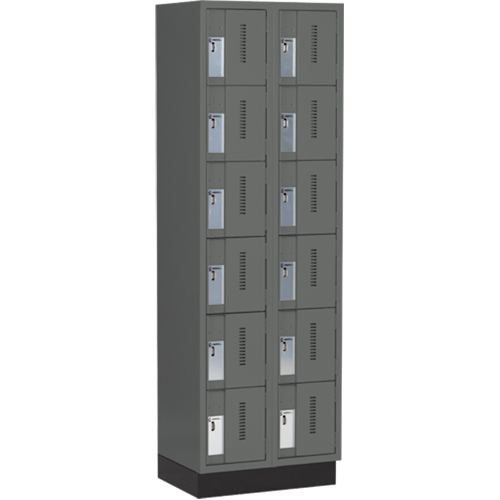 Concorde Heavy-Duty Lockers, 6 -tier, Bank of 2, 24" x 18" x 76", Steel, Charcoal, Welded (Assembled) Trail Hammer and Bolt