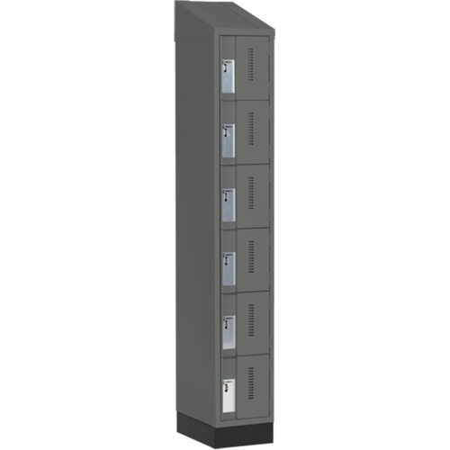 Concorde Heavy-Duty Lockers, 6 -tier, 12" x 18" x 82", Steel, Charcoal, Welded (Assembled) Trail Hammer and Bolt