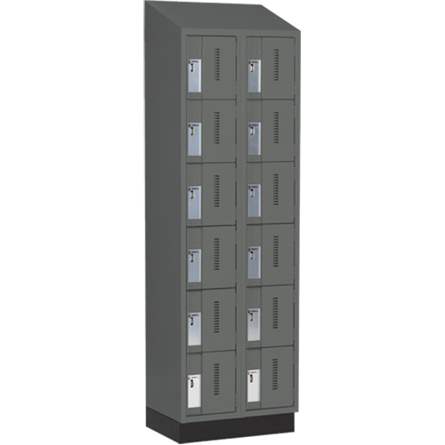 Concorde Heavy-Duty Lockers, 6 -tier, Bank of 2, 24" x 18" x 82", Steel, Charcoal, Welded (Assembled) Trail Hammer and Bolt