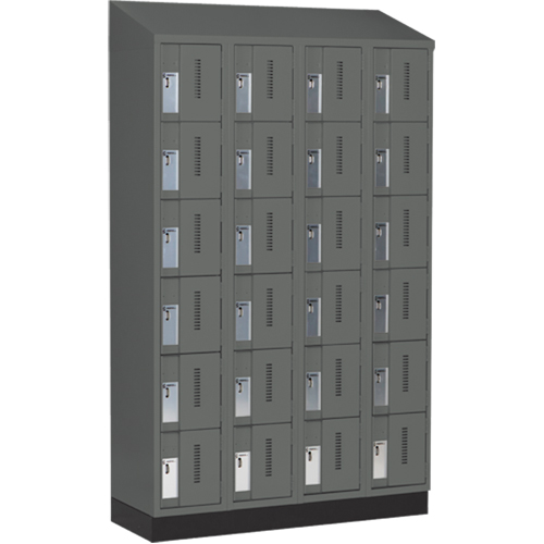 Concorde Heavy-Duty Lockers, 6 -tier, Bank of 4, 48" x 18" x 82", Steel, Charcoal, Welded (Assembled) Trail Hammer and Bolt