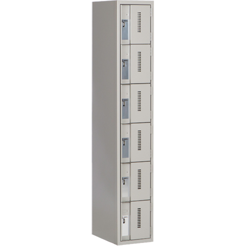 Concorde Heavy-Duty Lockers, 6 -tier, 12" x 18" x 72", Steel, Grey, Welded (Assembled) Trail Hammer and Bolt