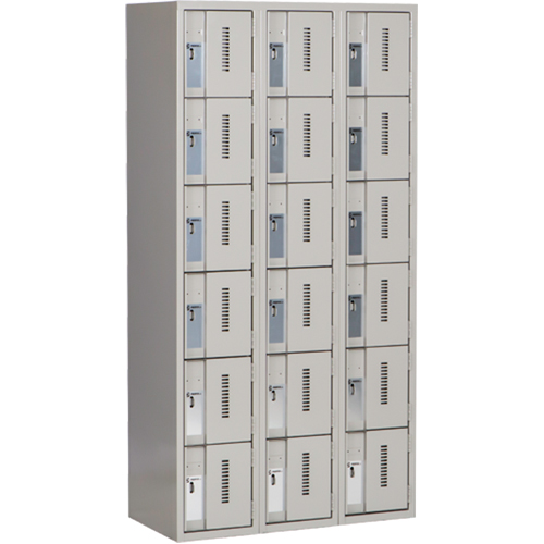 Concorde Heavy-Duty Lockers, 6 -tier, Bank of 3, 36" x 18" x 72", Steel, Grey, Welded (Assembled) Trail Hammer and Bolt