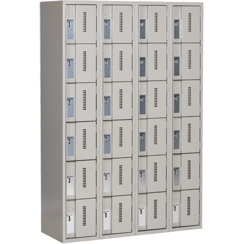 Concorde Heavy-Duty Lockers, 6 -tier, Bank of 4, 48" x 18" x 72", Steel, Grey, Welded (Assembled) Trail Hammer and Bolt
