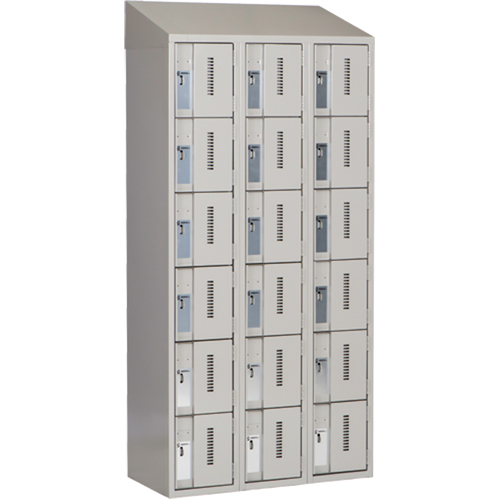 Concorde Heavy-Duty Lockers, 6 -tier, Bank of 3, 36" x 18" x 78", Steel, Grey, Welded (Assembled) Trail Hammer and Bolt