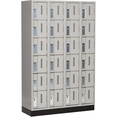 Concorde Heavy-Duty Lockers, 6 -tier, Bank of 4, 48" x 18" x 76", Steel, Grey, Welded (Assembled) Trail Hammer and Bolt