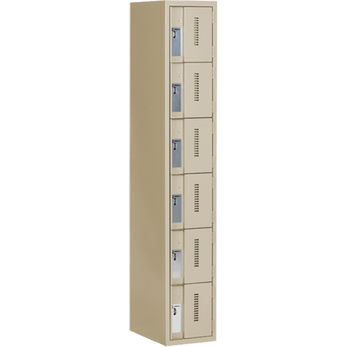Concorde Heavy-Duty Lockers, 6 -tier, 12" x 18" x 72", Steel, Beige, Welded (Assembled) Trail Hammer and Bolt