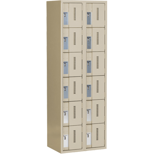 Concorde Heavy-Duty Lockers, 6 -tier, Bank of 2, 24" x 18" x 72", Steel, Beige, Welded (Assembled) Trail Hammer and Bolt