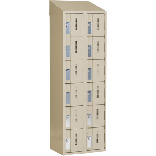 Casiers robustes Concorde, 6 niveaux, Bloc de 2, 24" x 18" x 78", Acier, Beige, Soud&eacute; (assembl&eacute;) Trail Hammer and Bolt