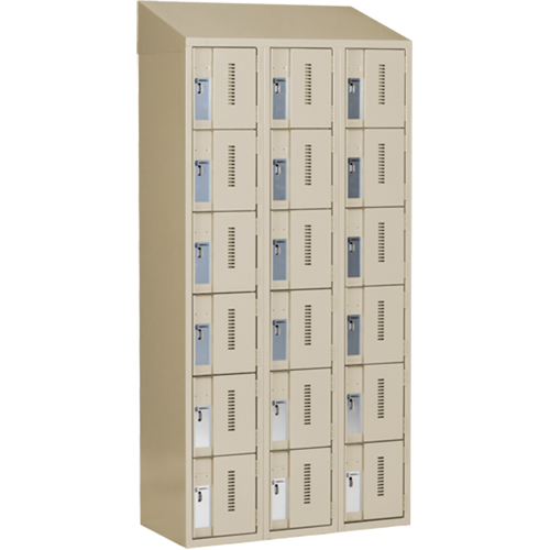 Concorde Heavy-Duty Lockers, 6 -tier, Bank of 3, 36" x 18" x 78", Steel, Beige, Welded (Assembled) Trail Hammer and Bolt